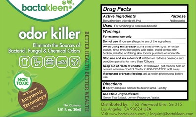 Odor Killer (Bactakleen Odor Killer  (30ml) (package Label))